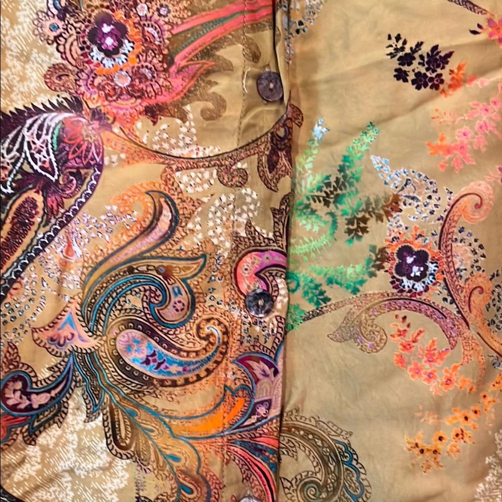 Johnny Was Yellow Casual Button Down Shirt - Picture 3 of 6